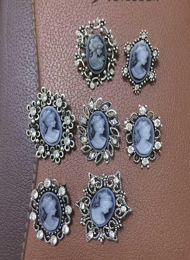 Ezing Vintage Princess Frame Crystal Cameo Brooches Pins Set for Women (b) - Image 3