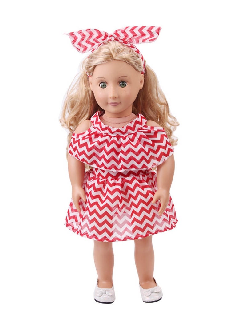 اليشمك طقم مكون من فستان دمية أمريكي وربطة شعر