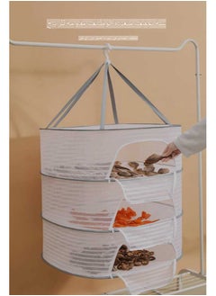 ELIKLIV Hanging Dryer Net Foldable Drying Rack Net Dryer 3 Layer Folding Fish Net With Zipper For Fish, Vegetables, Fruits, Herbs  - Image 2