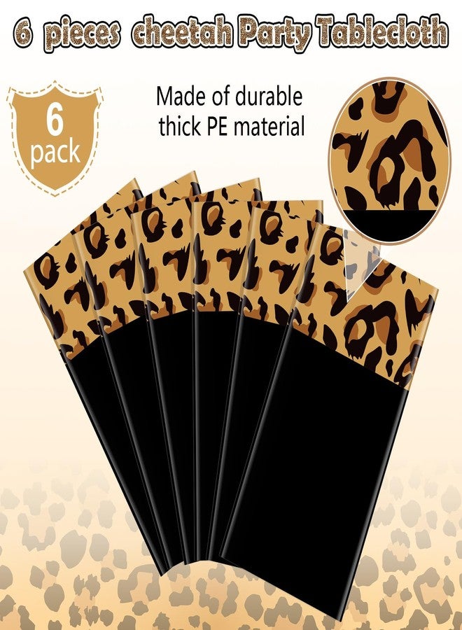 Jectivs 6 Pack Leopard Print Party Tablecloth Decorations,Safari Animal Cheetah Plastic Table Cloth Black Leopard Runner Disposable Rectangle Table Cover for Baby Shower Birthday Party Supplies, 54x108 Inch - Image 3