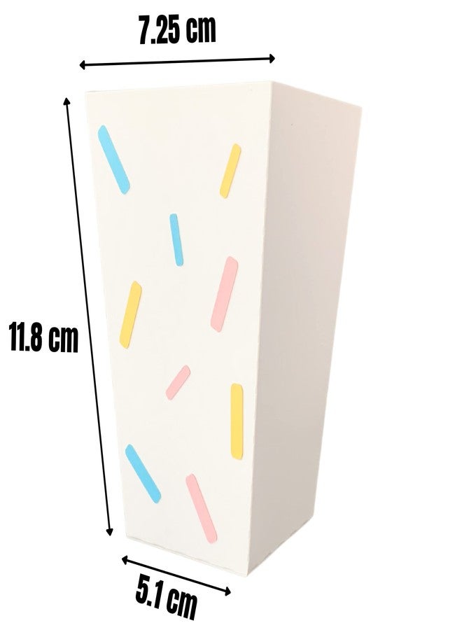 Pinfliers Icecream Theme Paper Popcorn Boxes, A set of 10 pieces, White, blue, yellow and pink - Image 3