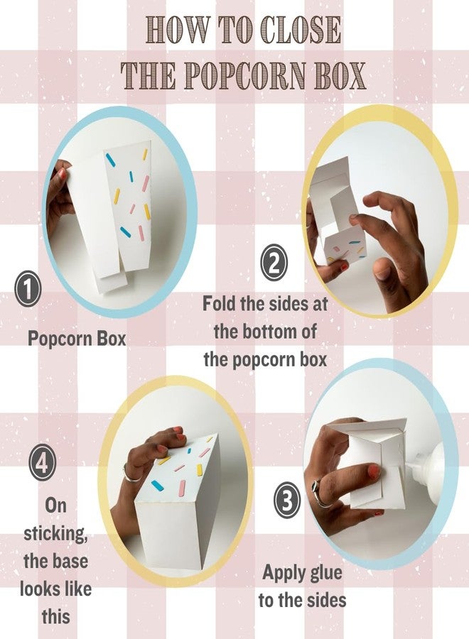 Pinfliers Icecream Theme Paper Popcorn Boxes, A set of 10 pieces, White, blue, yellow and pink - Image 2