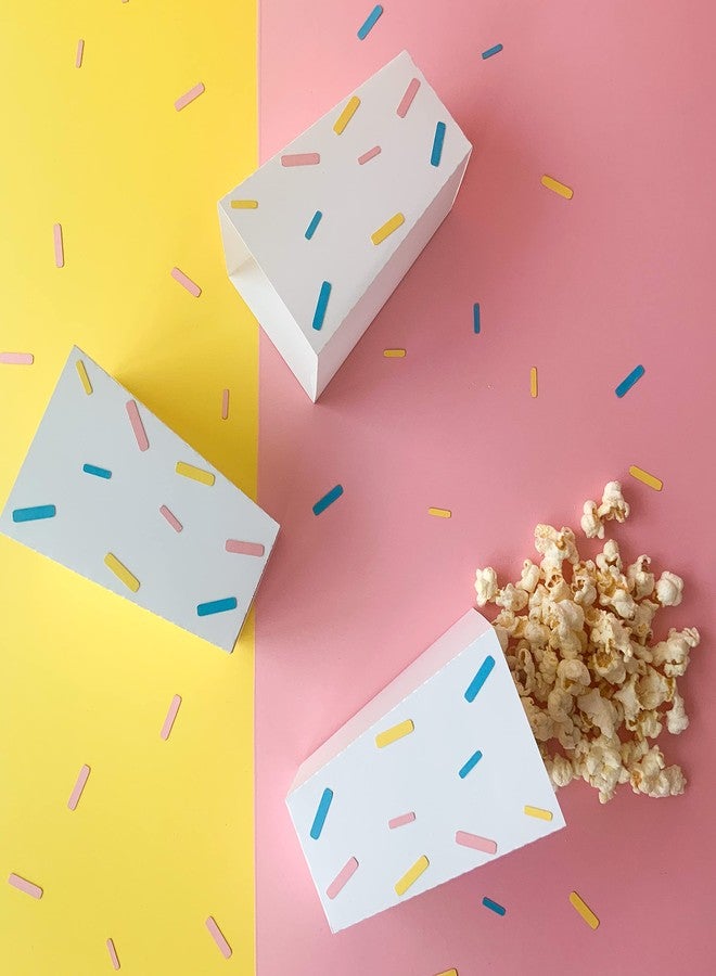 Pinfliers Icecream Theme Paper Popcorn Boxes, A set of 10 pieces, White, blue, yellow and pink - Image 1