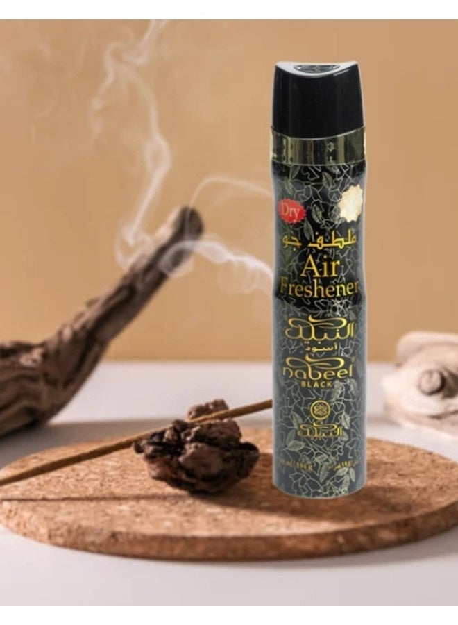 نبيل 4 قطع معطر جو نبيل بلاك 300 مل، عطر عربي فاخر يدوم طويلاً للمنزل والسيارة والمكتب - Image 5