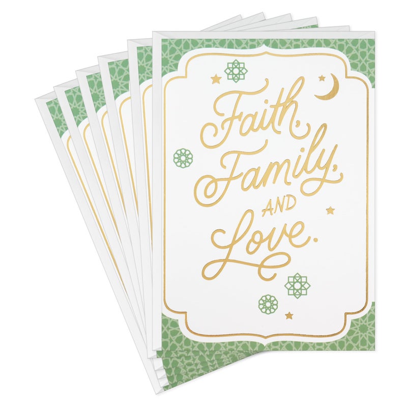 Hallmark Golden Thread Eid al-Fitr or Eid Al-Adha Cards (6 Cards with Envelopes) Faith  Family and Love - Image 1