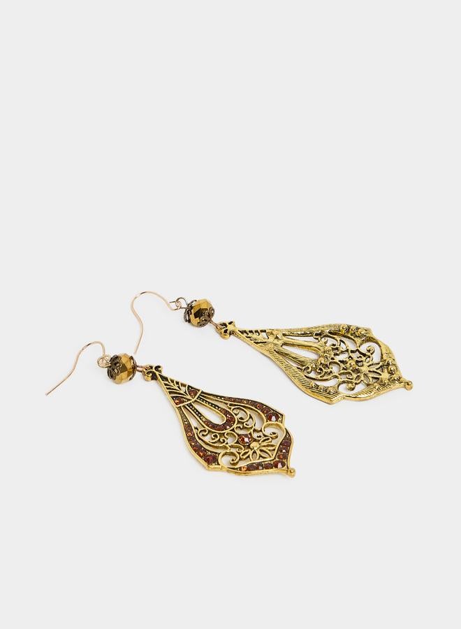 Styli Rhinestone Metal Vintage Dangle Earrings  - Image 2