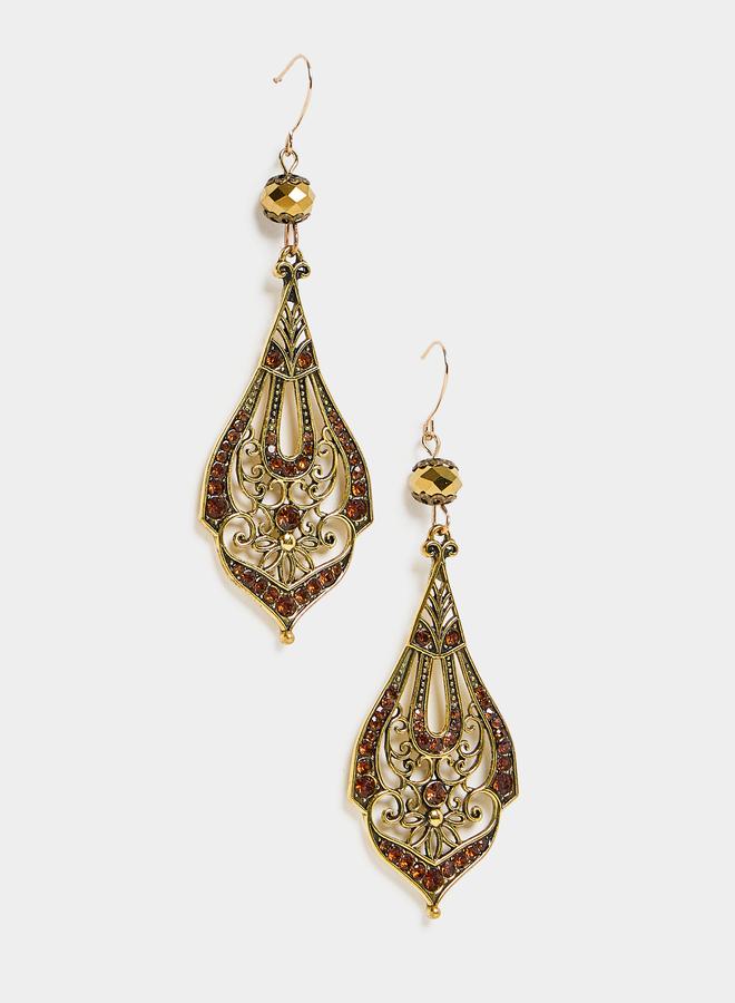 Styli Rhinestone Metal Vintage Dangle Earrings  - Image 1