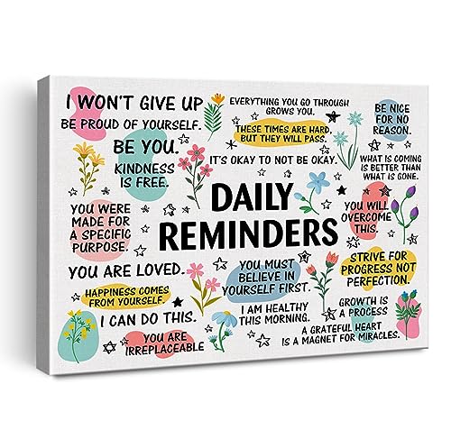 Hijie Inspirational Daily Reminders Poster Canvas Wall Art for Office Home Decor - Positive Affirmation Canvas Print Wall Art Painting Framed Encouragement Gifts - Easel & Hanging Hook 12x15 Inch - Image 1