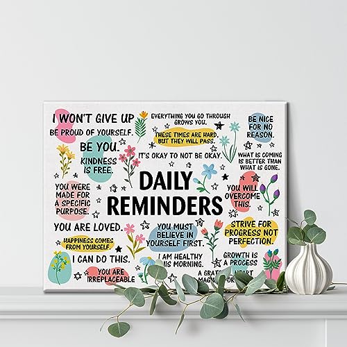 Hijie Inspirational Daily Reminders Poster Canvas Wall Art for Office Home Decor - Positive Affirmation Canvas Print Wall Art Painting Framed Encouragement Gifts - Easel & Hanging Hook 12x15 Inch - Image 4