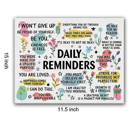 Hijie Inspirational Daily Reminders Poster Canvas Wall Art for Office Home Decor - Positive Affirmation Canvas Print Wall Art Painting Framed Encouragement Gifts - Easel & Hanging Hook 12x15 Inch - Image 2