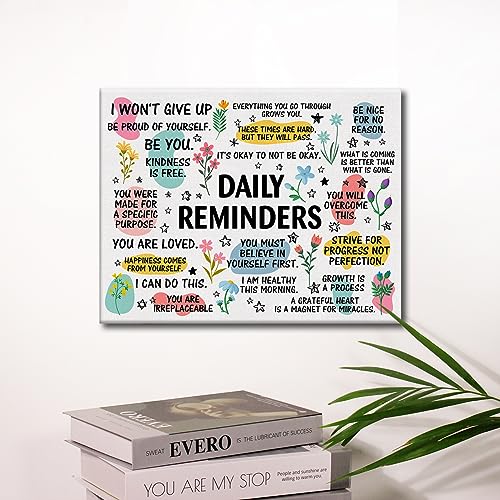 Hijie Inspirational Daily Reminders Poster Canvas Wall Art for Office Home Decor - Positive Affirmation Canvas Print Wall Art Painting Framed Encouragement Gifts - Easel & Hanging Hook 12x15 Inch - Image 3