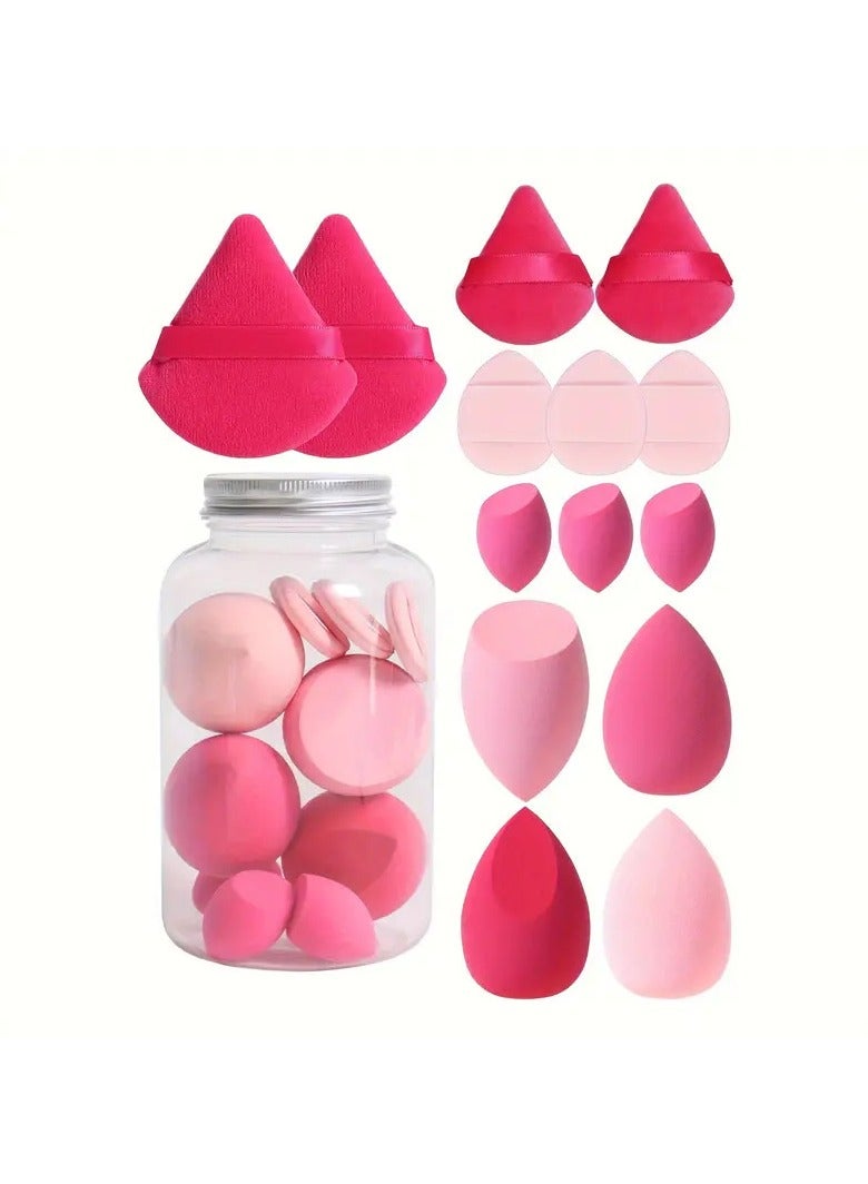 Heyla Beauty Egg Set Mini Triangle Finger Powder Puff Plush Air Cushion Makeup Egg Sponge Egg Makeup Egg (Red) - Image 1