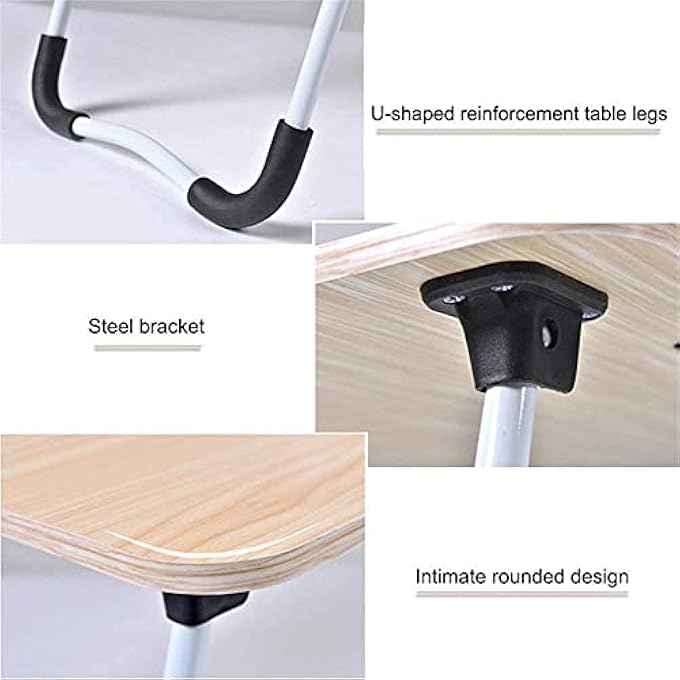 rayihni FOLDING BED LAPTOP TABLE TRAY LAP DESK NOTEBOOK STAND WITH IPAD HOLDER CUP SLOT ADJUSTABLE ANTI SLIP LEGS FOLDABLE FOR INDOOR OUTDOOR CAMPING STUDY EATING READING WATCH MOVIES ON COUCH SOFA FLOOR - Image 3