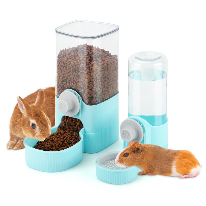 YUEPET Rabbit Food Water Dispenser, Large Capacity Bunny Feeder for Cages Automatic Rabbit Water Dispenser Suitable for Rabbits Ferrets Guinea Pigs Small Animals(Blue) - Image 1
