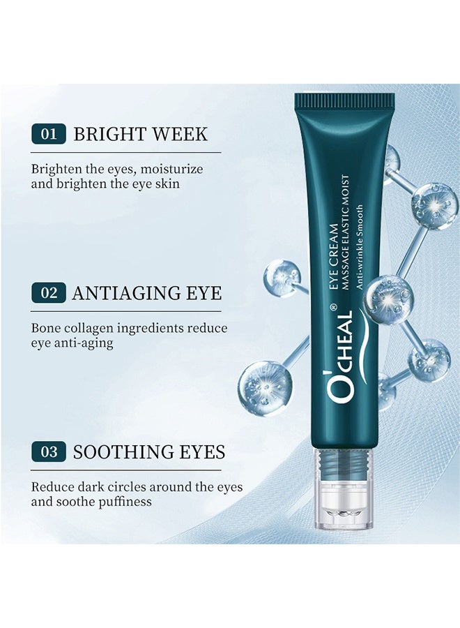 OCHEAL Eye Cream- Rapid Wrinkle Repair Eye Cream Wrinkle Smoothing Roll On Eye Massage Eyes Fade Fine Lines Reduce Dark Circles Eye Serum Tighten Eye Bags Puffiness Improve Elasticity Eye Treatment Cream 20g - Image 3