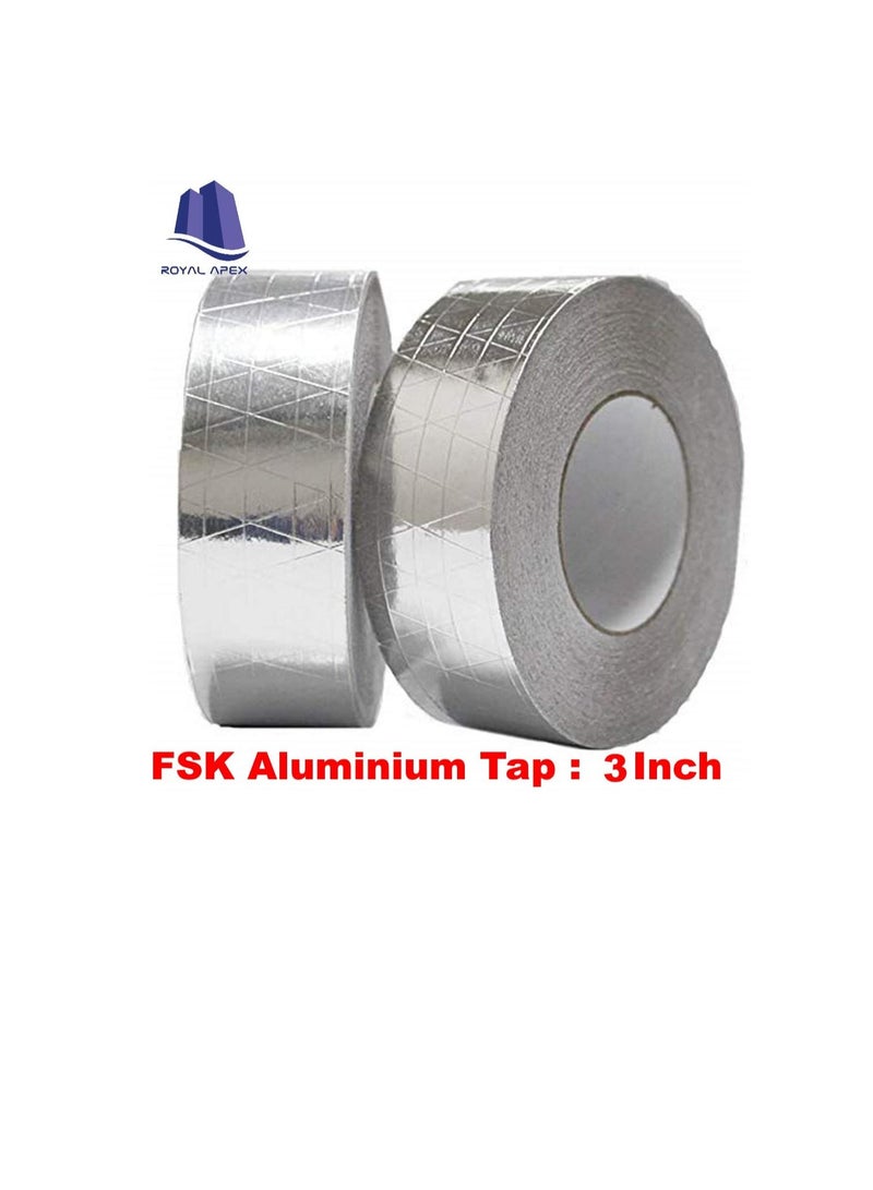 Multi purpose Strong Aluminium Foil Adhesive Insulation Tape for Roof Leak, Surface Crack Window Sill Gap Pipe Rupture Boa Sealing, Etc. 3 Inch  Pack of 2 FSK Aluminium Tap - Image 2