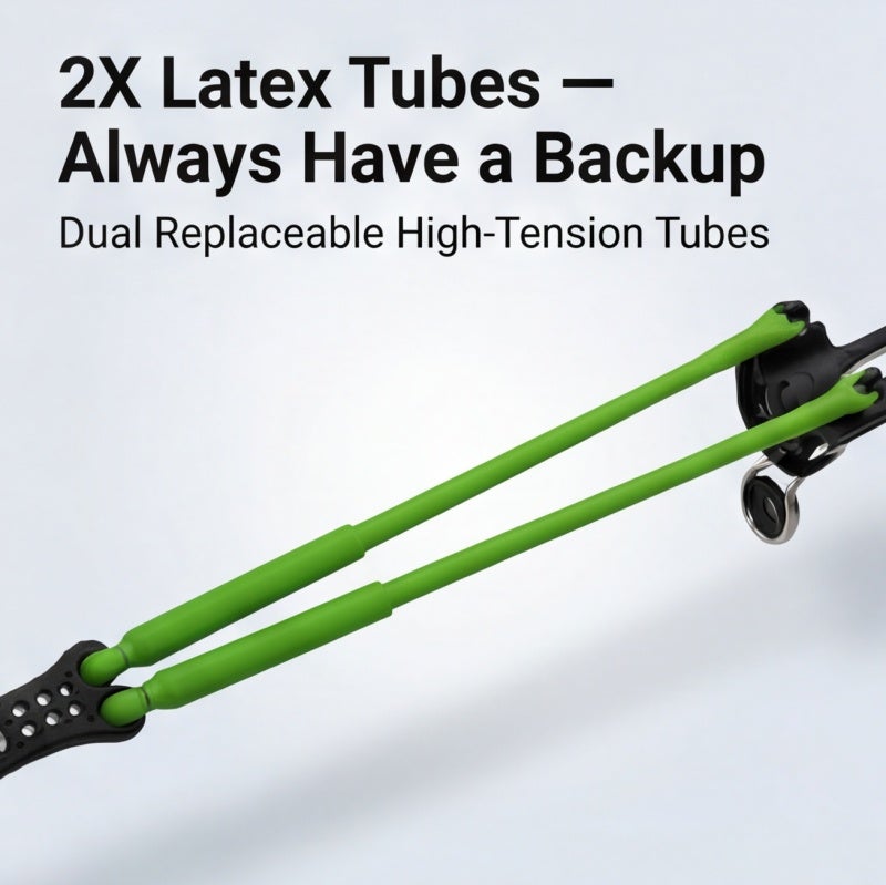 Slingshot Fishing Rod: 15-Inch 19-Ounce Reinforced Plastic Body - Instant 2-Second Setup, 2 Spare High-Tension Latex Tubes for Spontaneous Anglers, Backpackers, Beginners, Saltwater Freshwater Fishing - Image 2