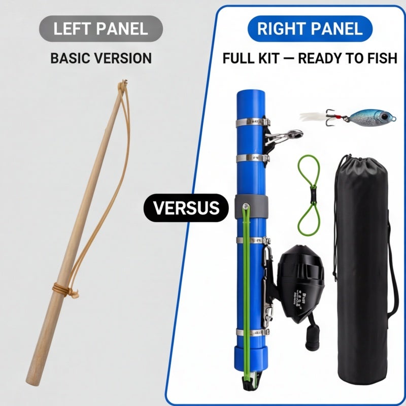 Slingshot Fishing Rod: 15-Inch 19-Ounce Reinforced Plastic Body - Instant 2-Second Setup, 2 Spare High-Tension Latex Tubes for Spontaneous Anglers, Backpackers, Beginners, Saltwater Freshwater Fishing - Image 4
