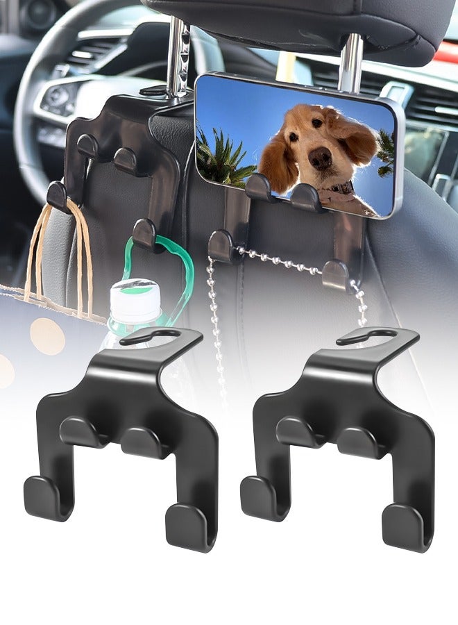 خطاف مقعد السيارة 2 في 1، خطافات مسند رأس السيارة مع حامل الهاتف - Image 1