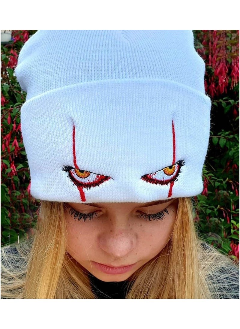 Generic Clown eyes knitted cap warm pullover hip hop hat wool cap white  - Image 1