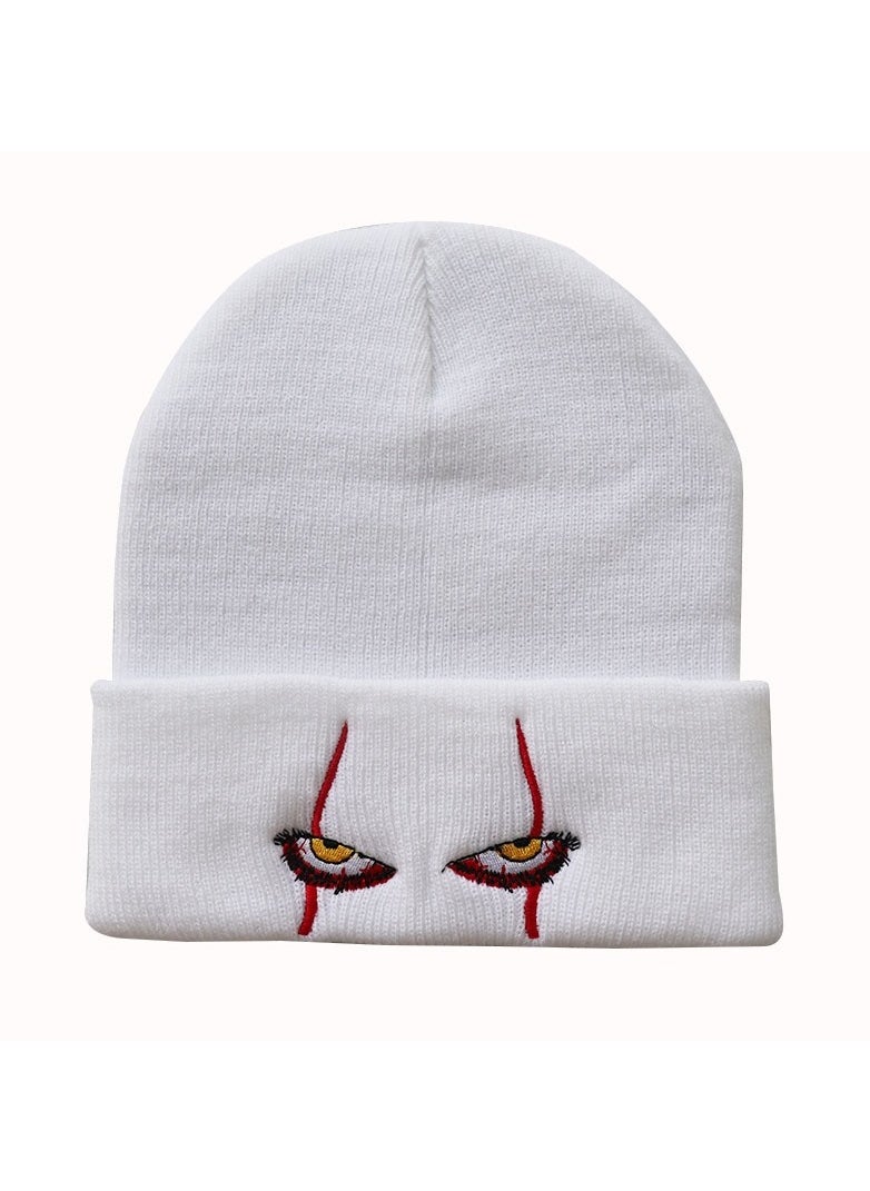 Generic Clown eyes knitted cap warm pullover hip hop hat wool cap white  - Image 2