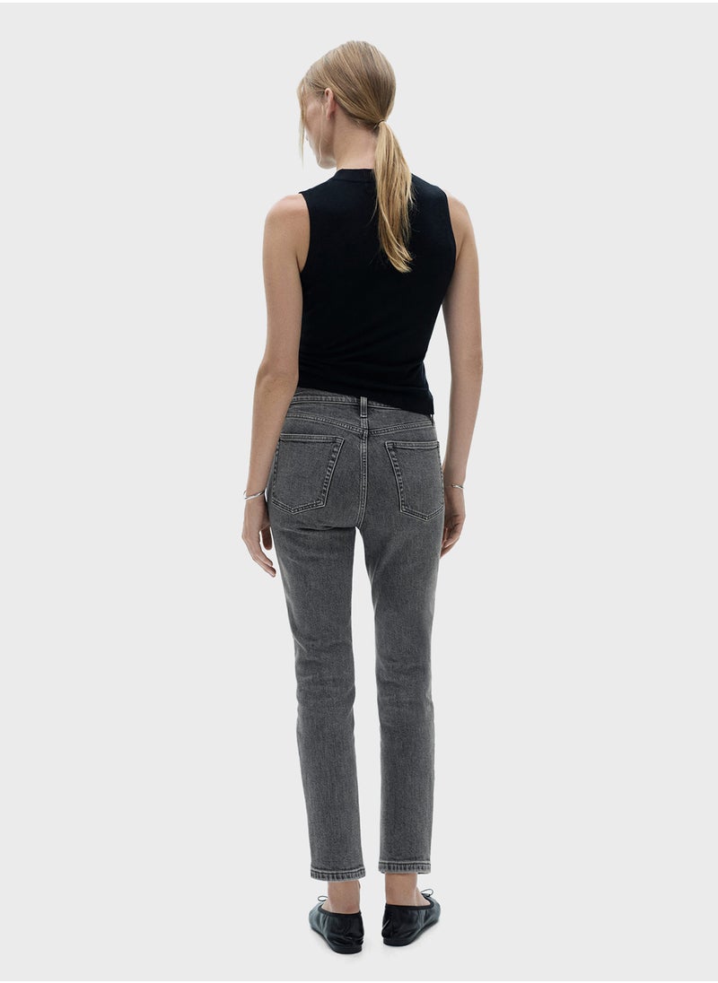 MANGO Claudia Waxed Slim-Fit Cropped Jeans  - Image 2