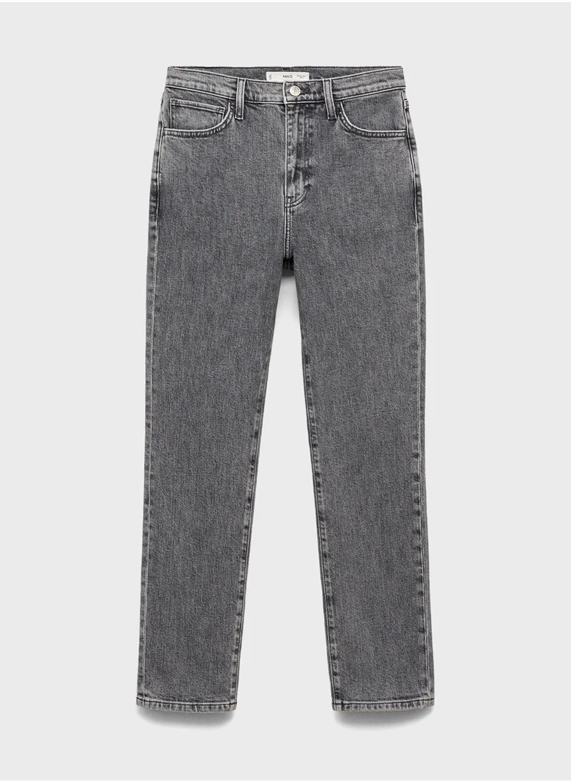 MANGO Claudia Waxed Slim-Fit Cropped Jeans