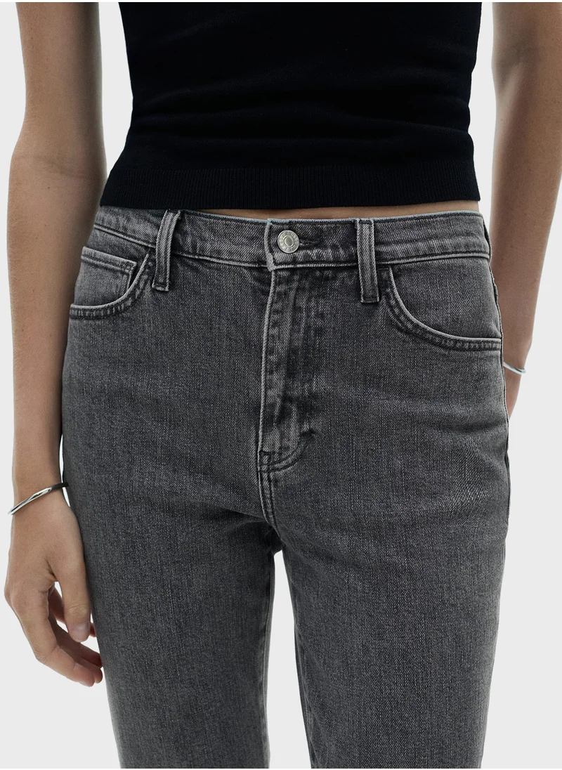 MANGO Claudia Waxed Slim-Fit Cropped Jeans