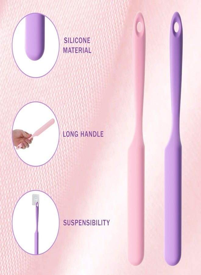 Aysatogc 6 PCS Non-Stick Wax Spatulas Set, Silicone Wax Applicator 3 Sizes Scrapers Reusable Silicone Stirring Stick For Body Use Home Salon (Pink&Pruple - Image 3