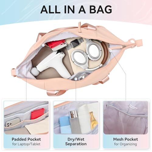 MAXTOP Gym Tote Bag for Women Pink Travel Duffle Bag with Yoga Mat Holder, Ideal for Yoga Accessories Workout Overnight Gymnastics Exercise Dance - Image 4