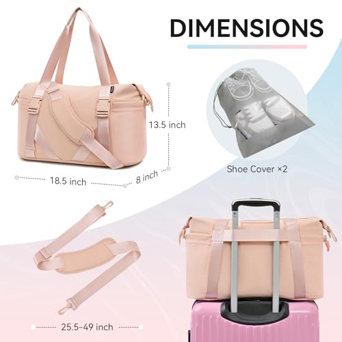 MAXTOP Gym Tote Bag for Women Pink Travel Duffle Bag with Yoga Mat Holder, Ideal for Yoga Accessories Workout Overnight Gymnastics Exercise Dance - Image 3