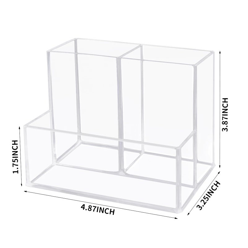 HSYMQ Desktop Clear Pen Holder with 3 Compartments, Acrylic Pencil Holders, Desk Organizers and Accessories - Image 2