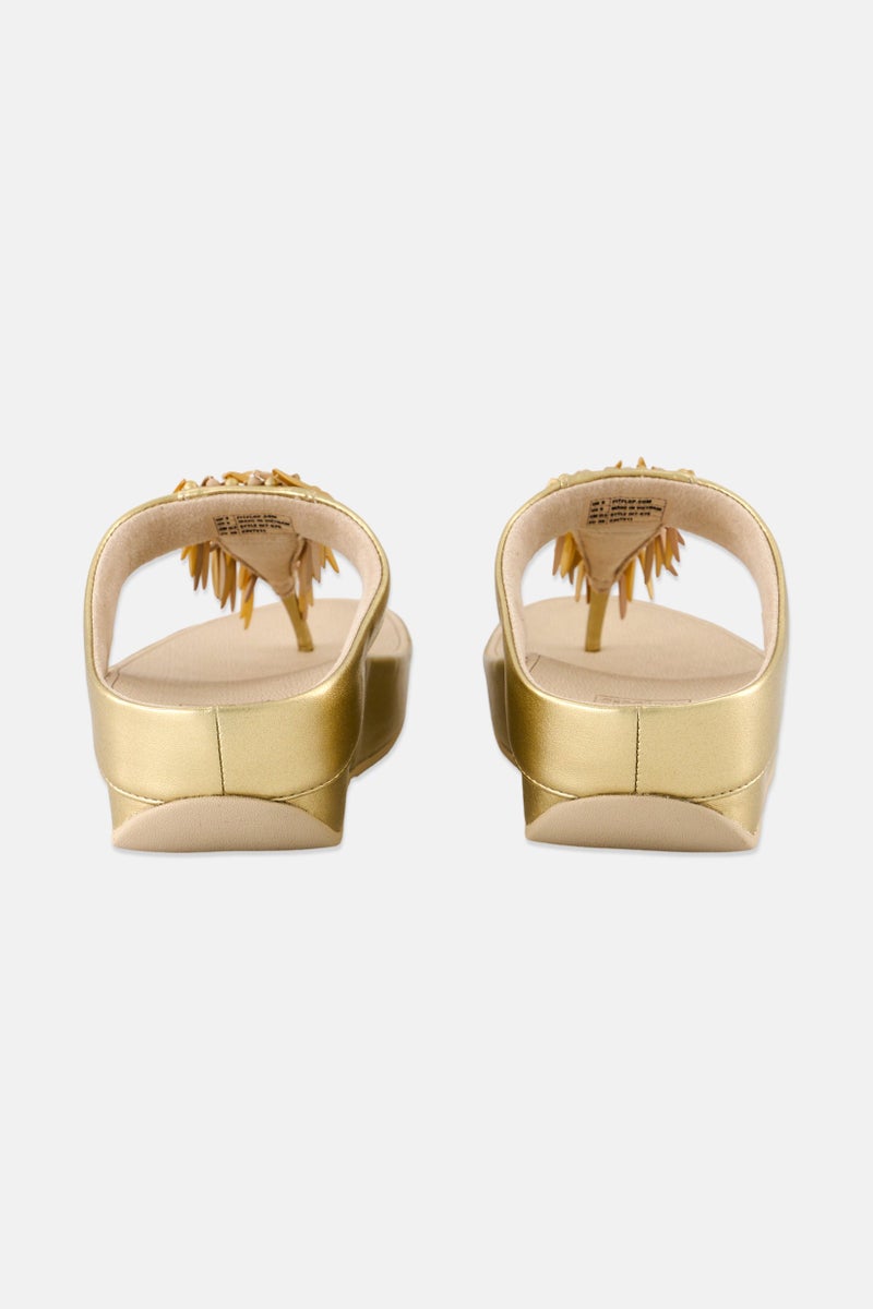 FitFlop صنادل رقص رومبا للنساء مزينة بالخرز معدنية، ذهبية - Image 2