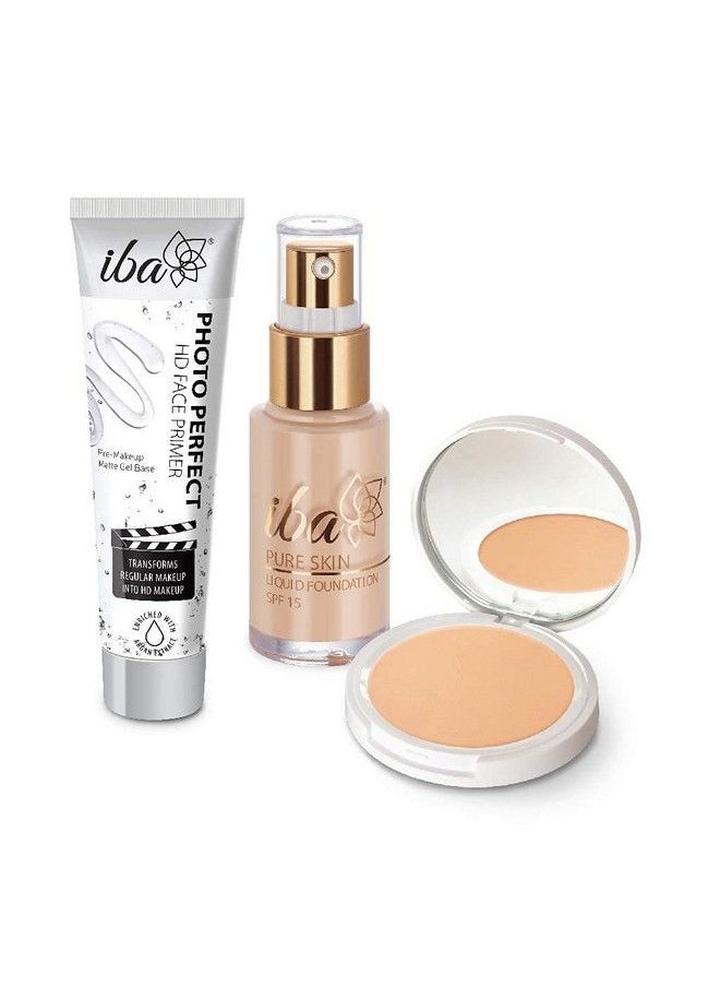 Iba Primer + Foundation + Compact Combo Ivory Fair 30 Millilitre L Long Lasting Full Coverage Base Makeup L Vegan & Cruelty Free  - Image 1
