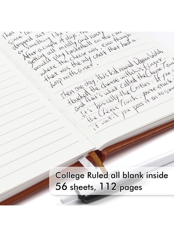 Feela 15 Pack Pocket Small Notebooks Bulk, Mini Cute Notepads Hardcover College Ruled Lined Journals with Pen Holder for School Business Memos, with 15 Black Pens, 3.5”x 5.5”, A6, Brown - Image 3