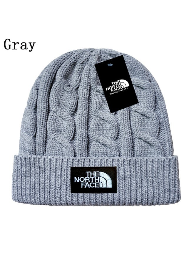 The North Face Gray Logo Beanie - Soft Cable Knit Warm Hat for Men & Women 568Size