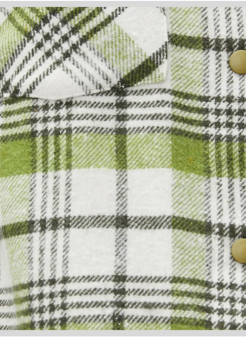 كوتون Check Shirt Pocket Snap Button