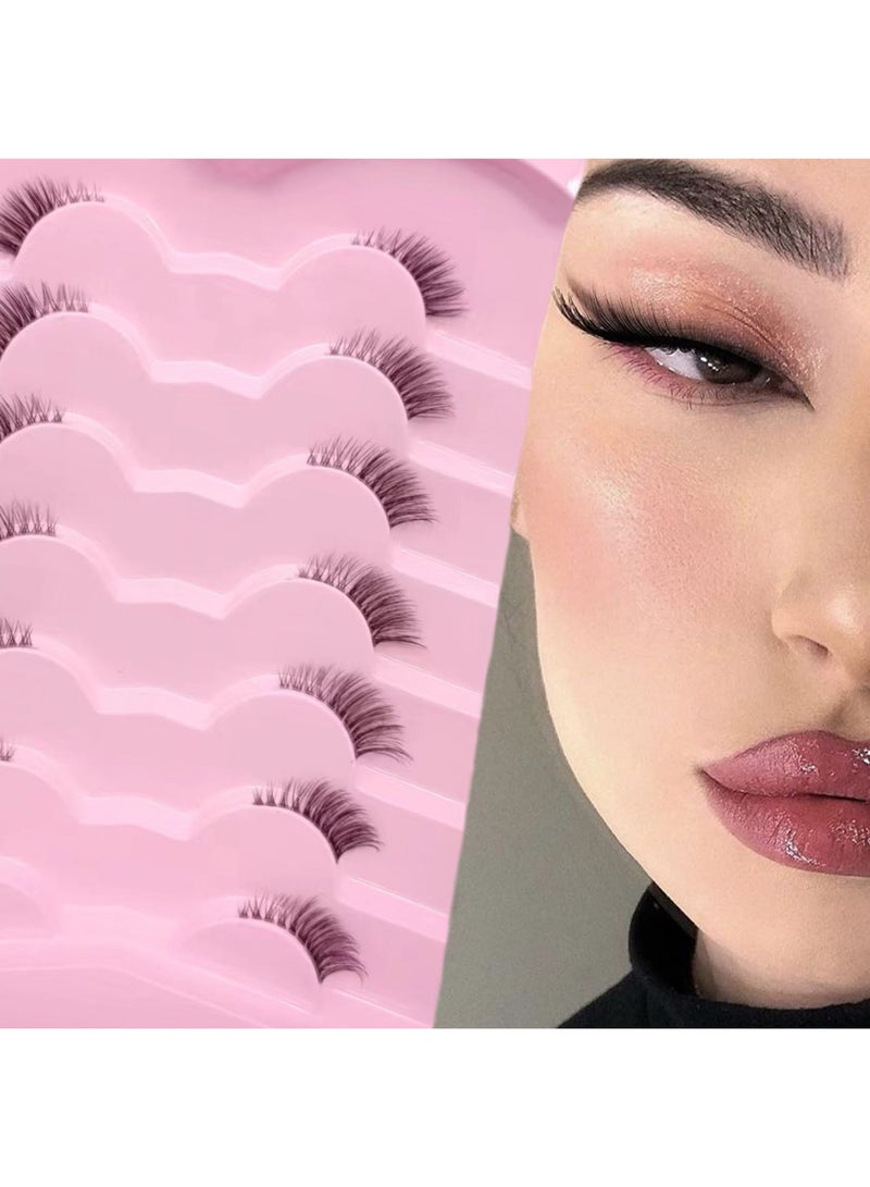 رموش نصف طرفية لسحبة العين (Half Lashes) - طقم 7 أزواج بمظهر طبيعي وجذاب - رموش ويسبي ناعمة للميكب ارتست والمبتدئين - Professional Cat Eye Half Lashes - Image 1