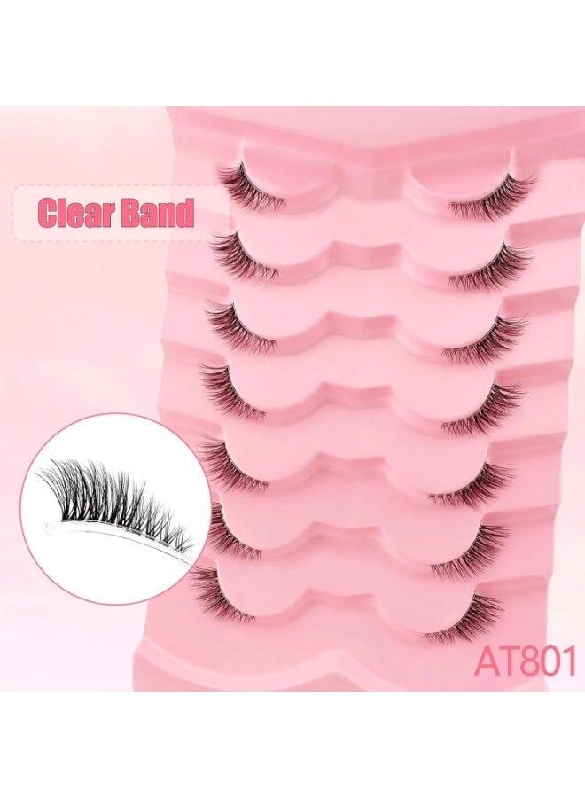 رموش نصف طرفية لسحبة العين (Half Lashes) - طقم 7 أزواج بمظهر طبيعي وجذاب - رموش ويسبي ناعمة للميكب ارتست والمبتدئين - Professional Cat Eye Half Lashes - Image 2