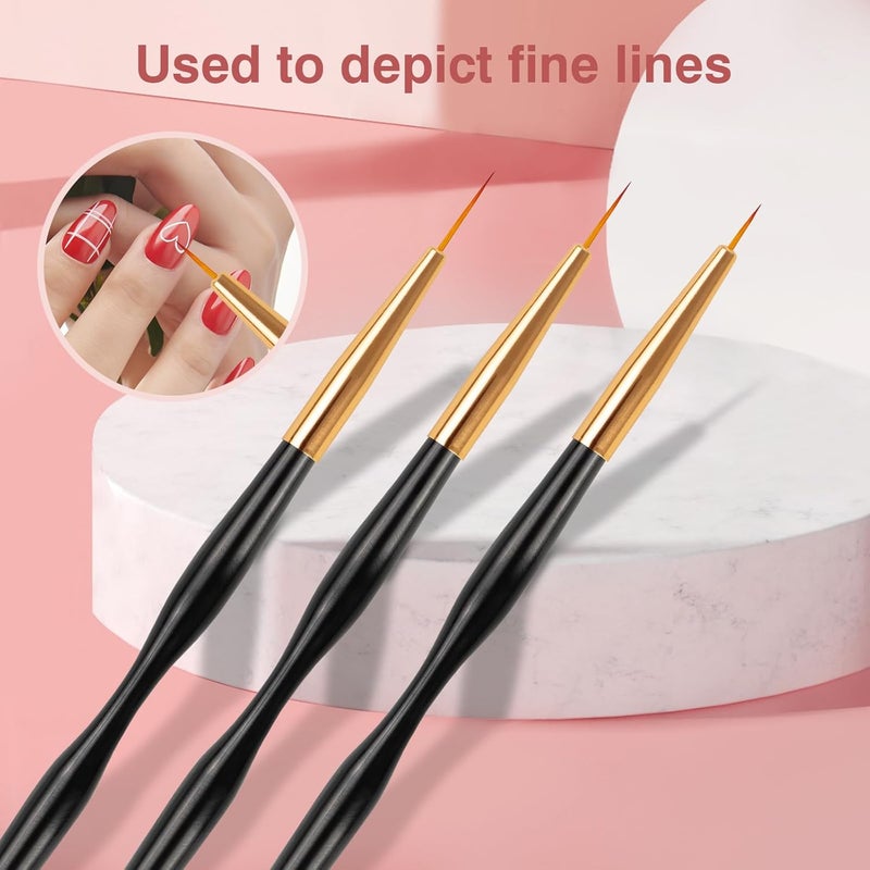 TOCOLES Nail Art Brushes 3PCS Nail Brush Set with Gel Polish Pens and Liner Brush for Home and Professional Salon Use - Image 3