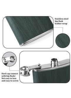 KASTWAVE Hip Flask Set Stainless Steel Flask of Gifts for Men 260ML Bar Party Camping Barbecue Portable Pocket Flask for Men Gifts Birthday Anniversary Green  - Image 4