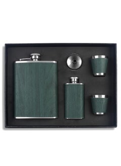 KASTWAVE Hip Flask Set Stainless Steel Flask of Gifts for Men 260ML Bar Party Camping Barbecue Portable Pocket Flask for Men Gifts Birthday Anniversary Green  - Image 1