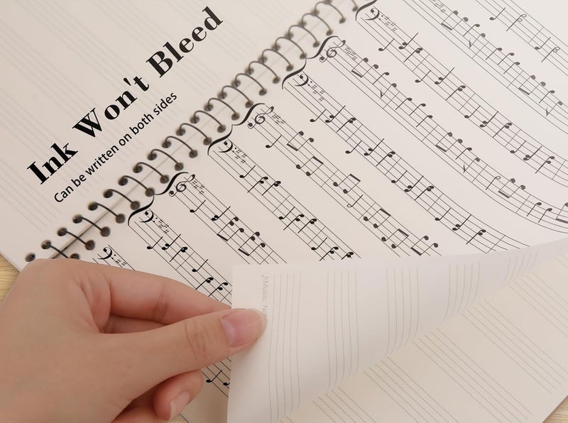 MOREYES Music Notebook Composition Manuscript Staff Notebook with 100 Pages 10.24x7.5 inch/26x19cm, Green - Image 3