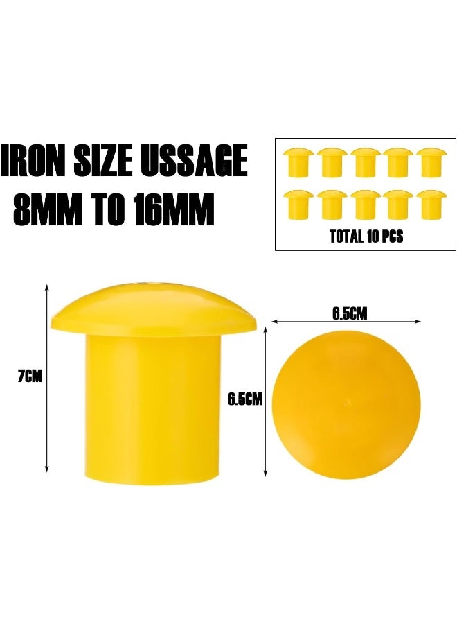 Poaker 10Pcs Mushroom Type Deform Bar End Safety Caps - Image 2