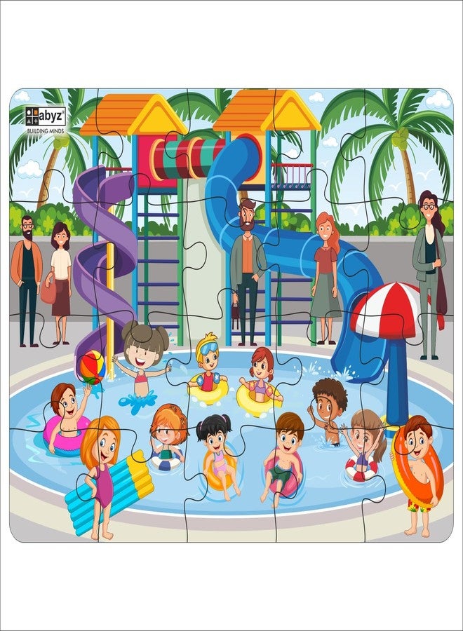 ABYZ Wooden Jigsaw Puzzle - Water Park Playset for Fun Educational & Little Explorers, 20-Pieces & Pack of 5 Fun Games with Multicolor | Birthday Gift for (3 Plus Years) Age Kids. - Image 1