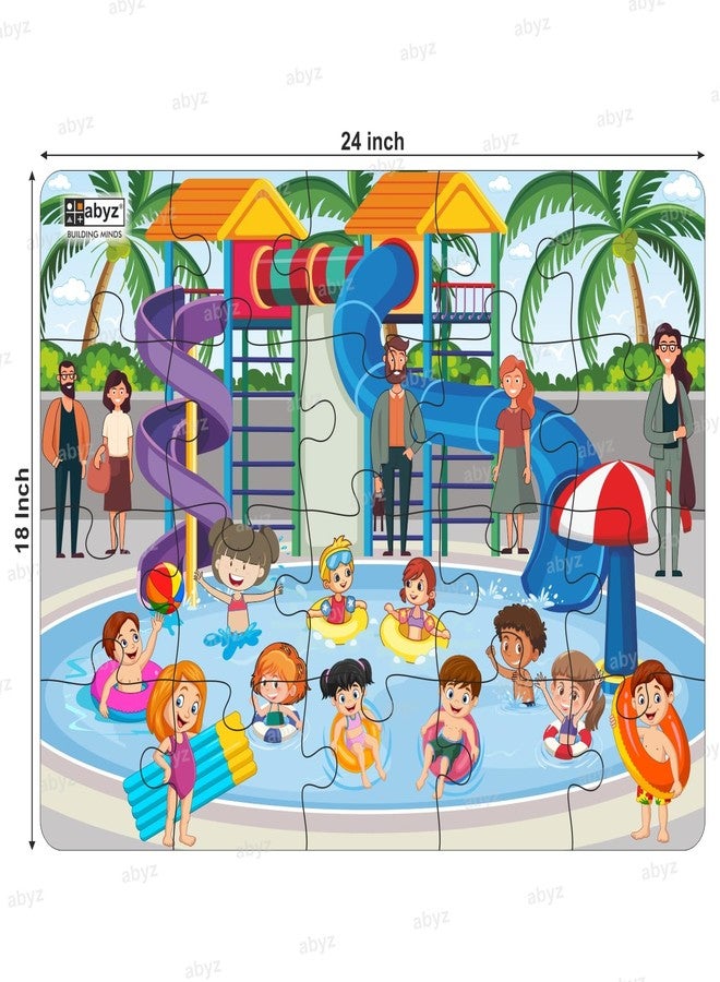 ABYZ Wooden Jigsaw Puzzle - Water Park Playset for Fun Educational & Little Explorers, 20-Pieces & Pack of 5 Fun Games with Multicolor | Birthday Gift for (3 Plus Years) Age Kids. - Image 2