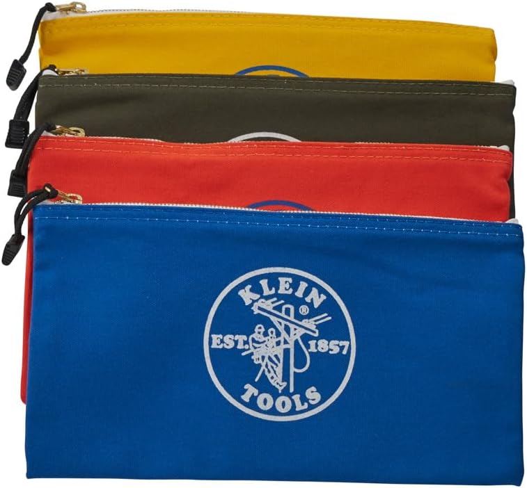 Klein Tools 4-Piece Utility Bag Set - Zipper Tool Bags in Olive, Orange, Blue, and Yellow, 12.5-Inch Canvas - Image 5