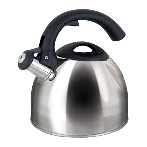 Mr. coffee Mr Coffee Steamline 2 Quart Whistling Stainless Steel Tea Kettle with Black Handle - Image 1