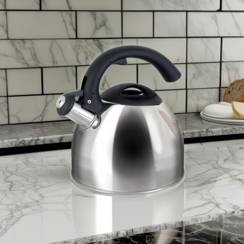 Mr. coffee Mr Coffee Steamline 2 Quart Whistling Stainless Steel Tea Kettle with Black Handle - Image 5