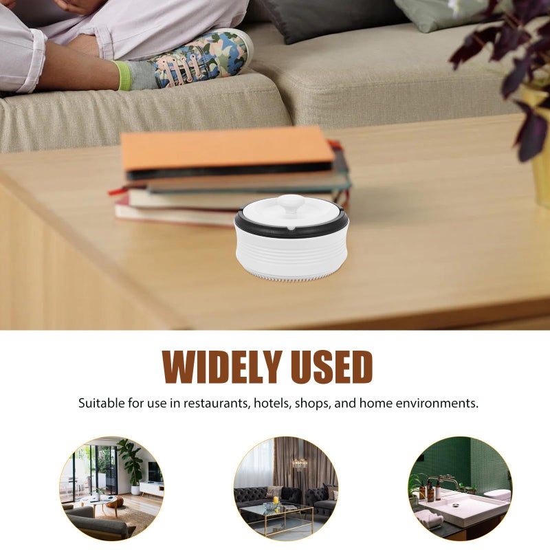 شمعدان دخان قابل لإعادة الشحن بدون دخان مع فلتر دخان بتصميم ريترو باللون العاجي البلاستيكي للمنزل والمكتب والسيارة والسفر - Image 4